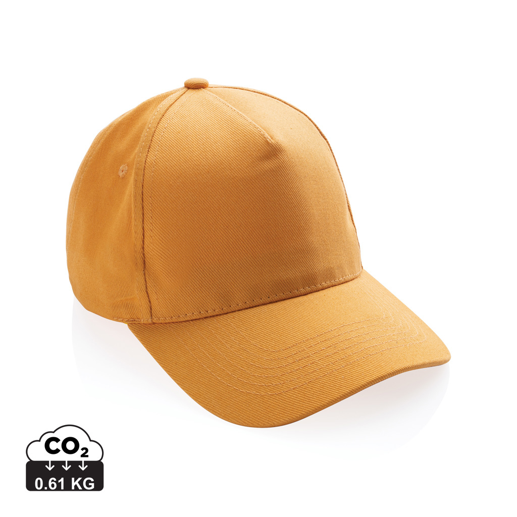 Casquette coton recyclé 280 g publicitaire 5 pans Impact sundial orange